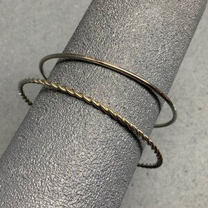 Bangle Bracelet Lot Of 2 Twisted Simple Silver Elegant Minimalist Classic Retro